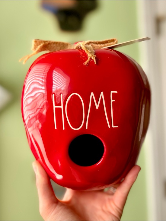 Rae Dunn Other - Rae Dunn Vibrant Red 'HOME' Ceramic Apple Farmhouse Birdhouse